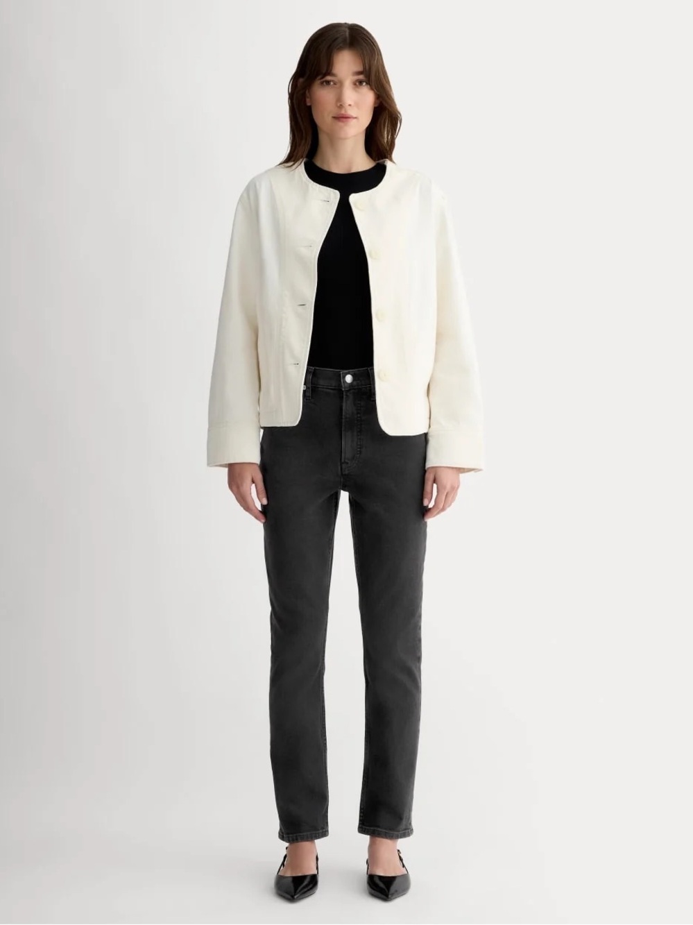 Everlane 8 Original Cheeky Straight Leg Jeans Washed Black Preppy Eco Minimalist